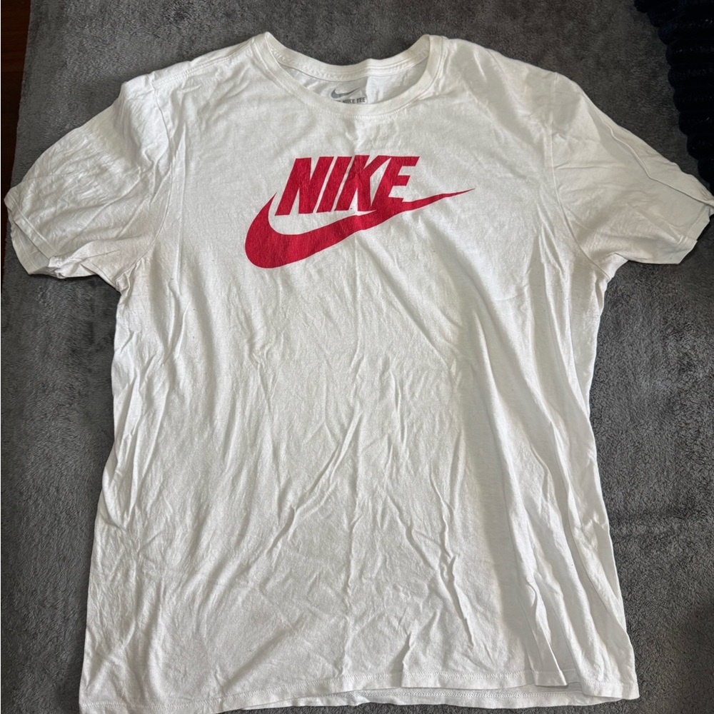 Nike White T-Shirt with Red Logo